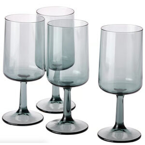 IKEA OMBONAD Wine Glass, Gray, 14 oz, 4 Pack (905.046.47) NEW